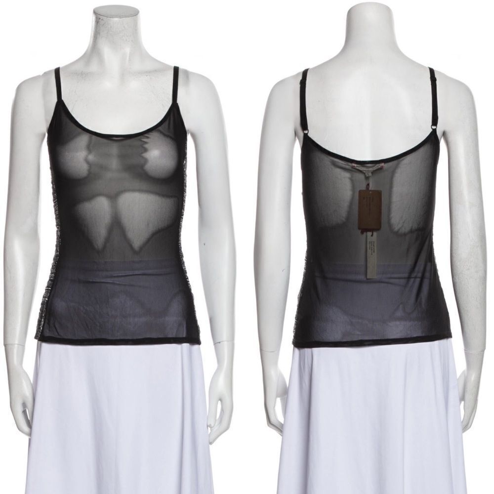 NWT XIRENA Kayla Sheer Mesh Cami Top Black Star L - Picture 7 of 7